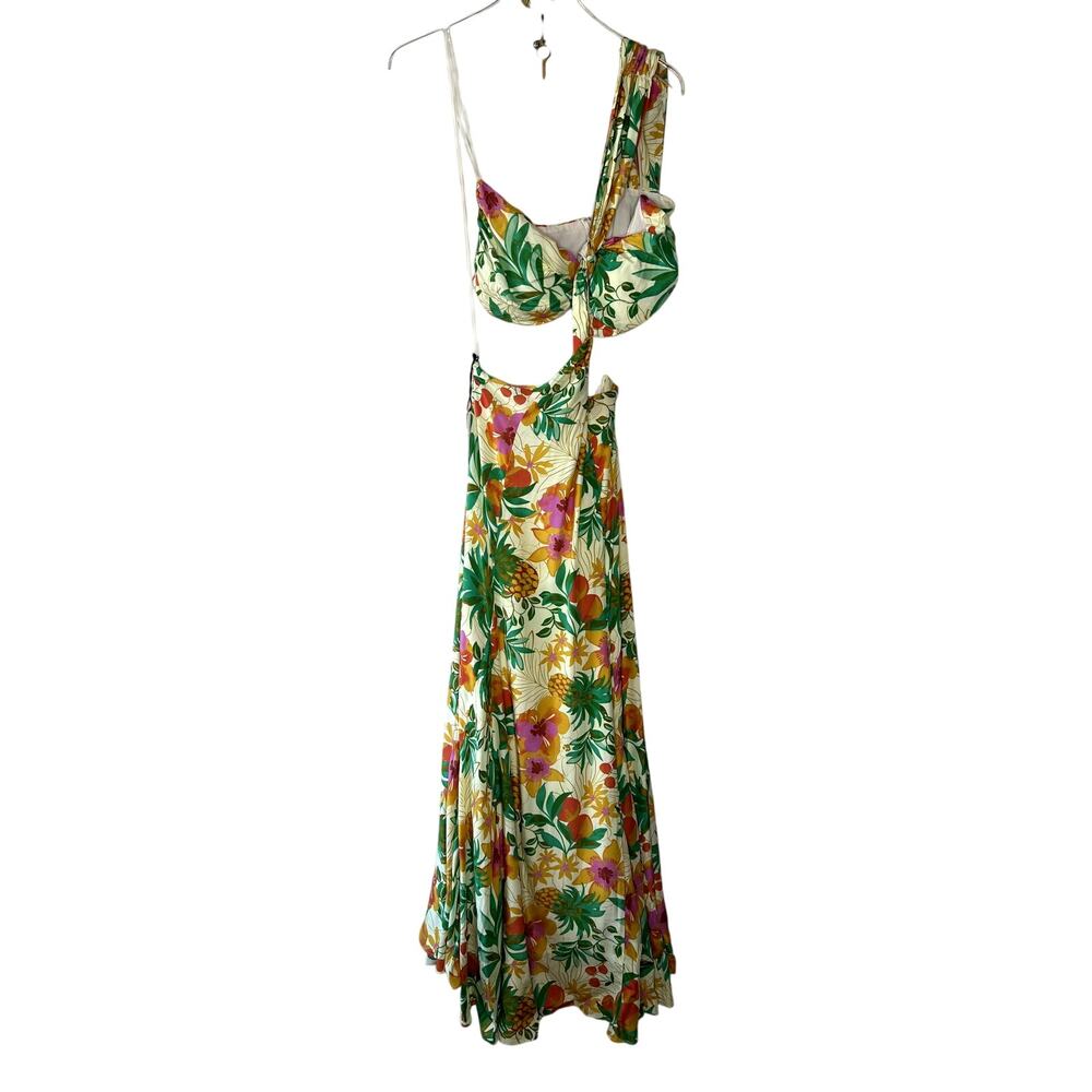 ASTR The Label Mezcal Maxi Dress One Shoulder Orange Green Floral NEW LARGE - Picture 2 of 10